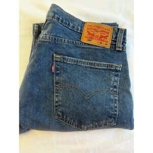Levis 505 Jeans‎ Mens 38x34 Blue Medium Wash Stretch Straight Denim Workwear